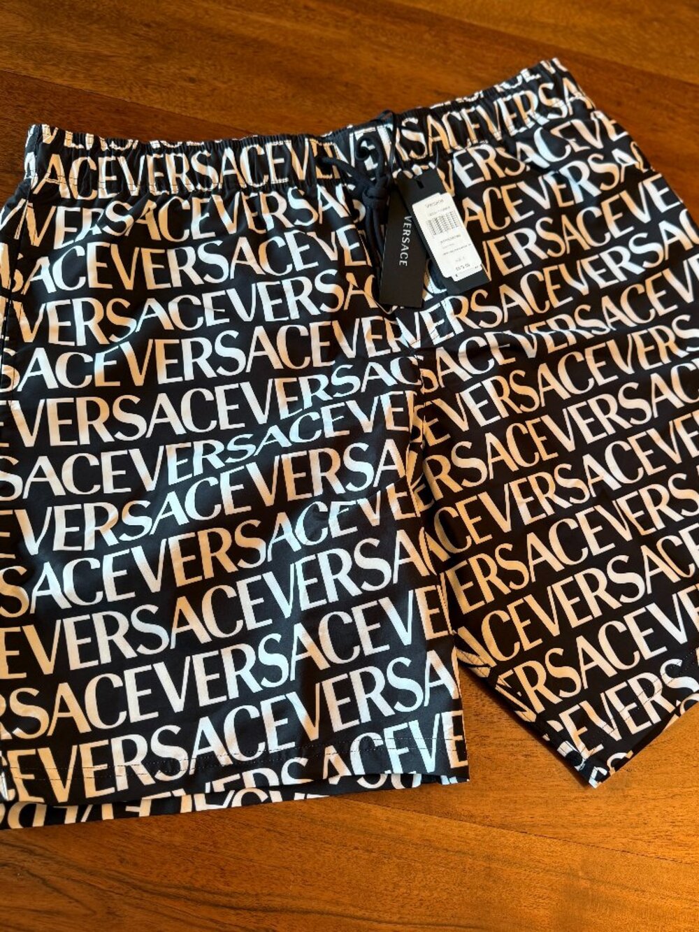 Versace Full Logo Black and White Bathing Suit Size 6 (Large US)